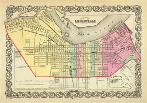 Antique Louisville City Map Louisville Map Archival Print Etsy Map