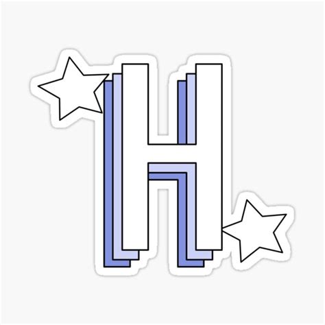 Aandl Aesthetic Blue Letter H With Stars Sticker For Sale By