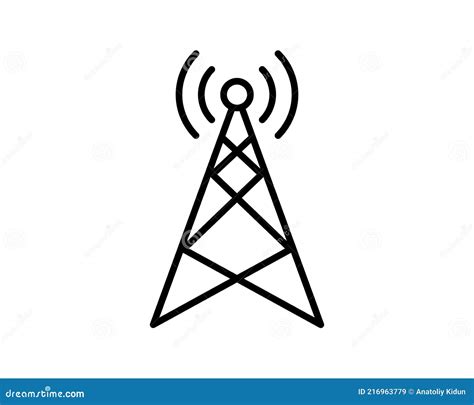 Antenna Tower Icon With Tall Telecommunication Broadcast Radio Mast Or