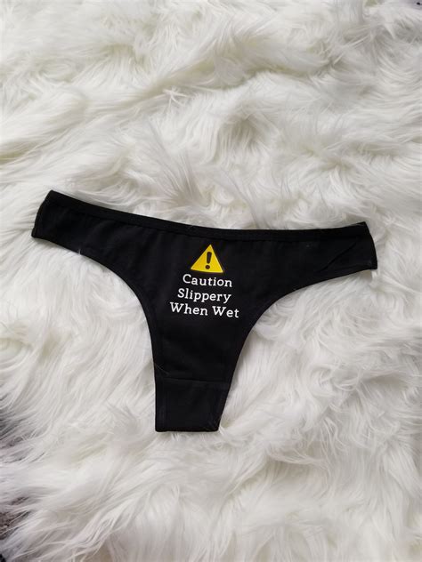 Caution Slippery When Wet Panties Funny Underwear Etsy