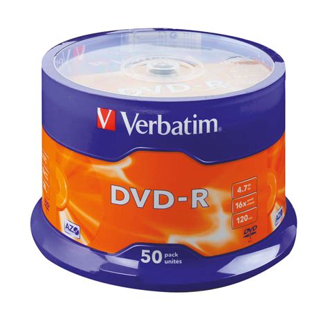 Verbatim 4 7gb 16x Speed Dvd R Spindle Pack Of 50 43548