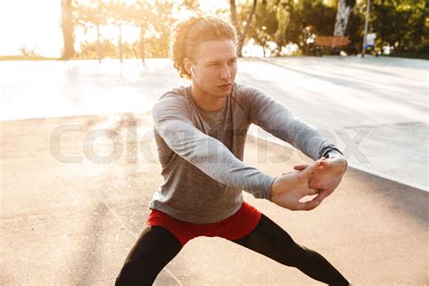 Healthy Young Sportsman Doing Exercises Stock Image Colourbox