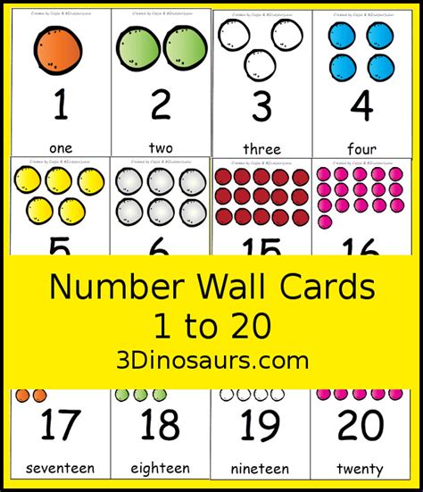 Free 1 To 20 Number Printables 3 Dinosaurs
