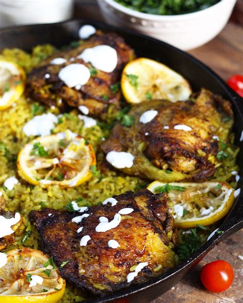 A Flavorful Middle Eastern Chicken Made With Seasoned Turmeric Rice All