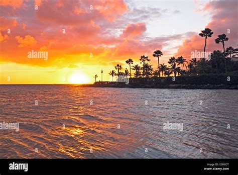 Sunset At The Beach On Aruba Stock Photo Alamy