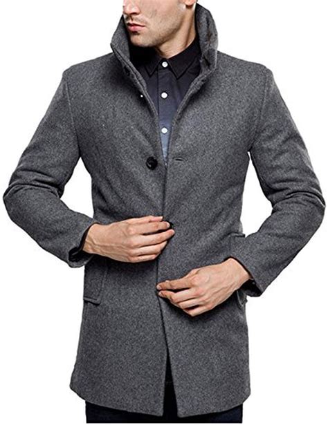 Sslr Mens British Single Breasted Slim Wool Coat Jacket X Small Grey
