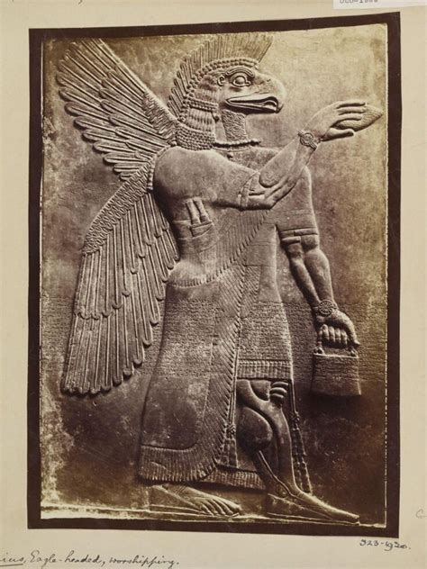 Assyrian Sculpture Of An Eagle Headed Genius Worshipping Paris
