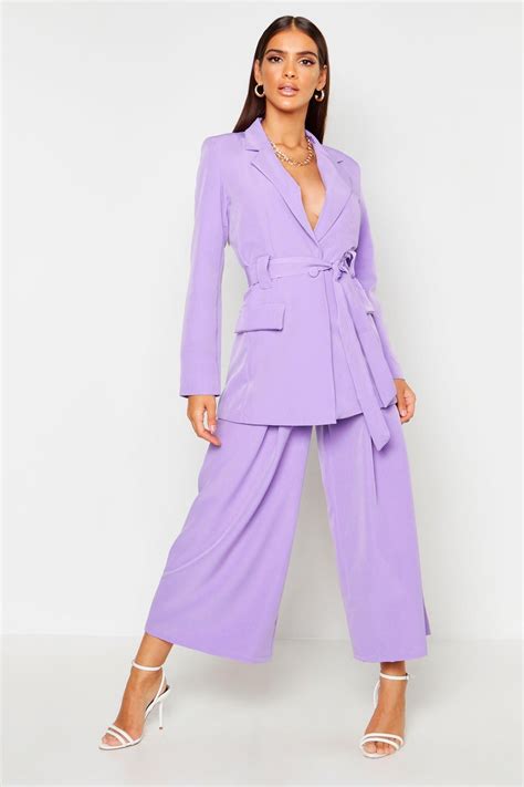 Pleated Wide Leg Pants Woman Suit Fashion Lavender Outfit Pattern Fashion