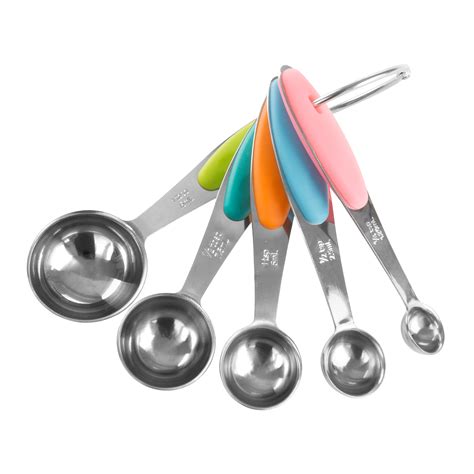 Measuring Spoons Set, Stainless Steel with Colored Silicone Handles and ...