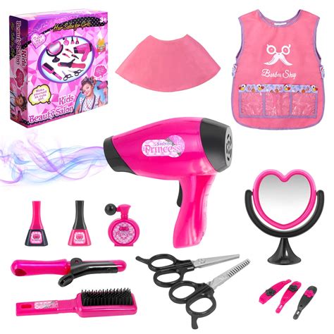 buy girls beauty salon set pretend play hair stylist toy kit with barber apron hair dryer