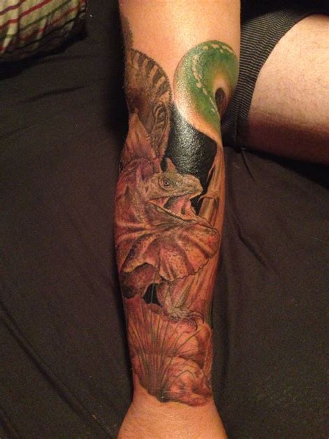 First Half Of A Reptile Tattoo Sleeve By Reg At Venom Art Tattoos