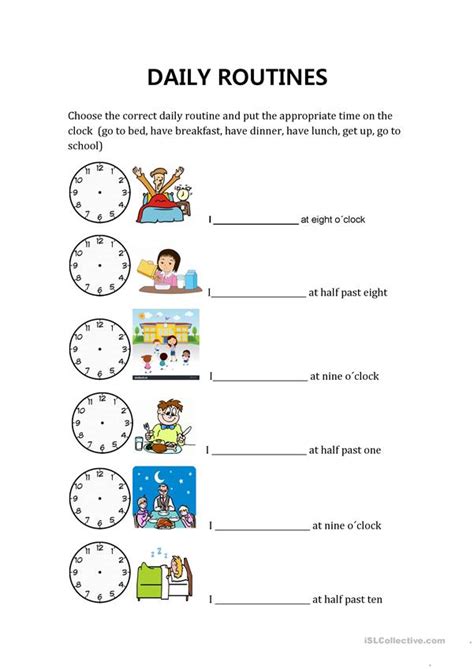 Daily Routines And Hours Worksheet Free Esl Printable Worksheets Made