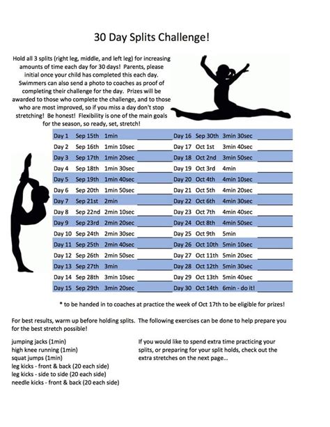 The 30 Day Splits Challenge Is Shown In Black And White With An Image