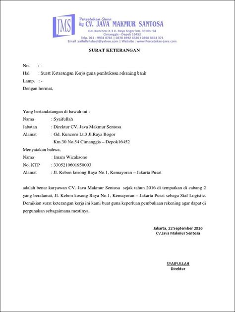 Contoh Surat Permohonan Buka Rekening Lembaga Format Surat Satker