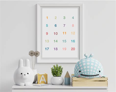 Printable Number 1 20 Chart Number Poster Number Chart Etsy