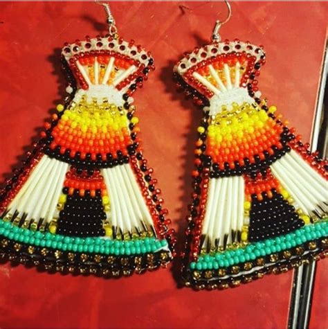 First Tipi Earrings By Me Vivian Black Beaded Crafts Bead Leather