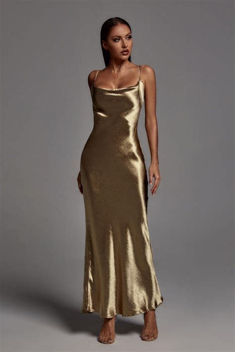 Bodycon Dress Gold Maxi Dress Party Dress Bellabarnett