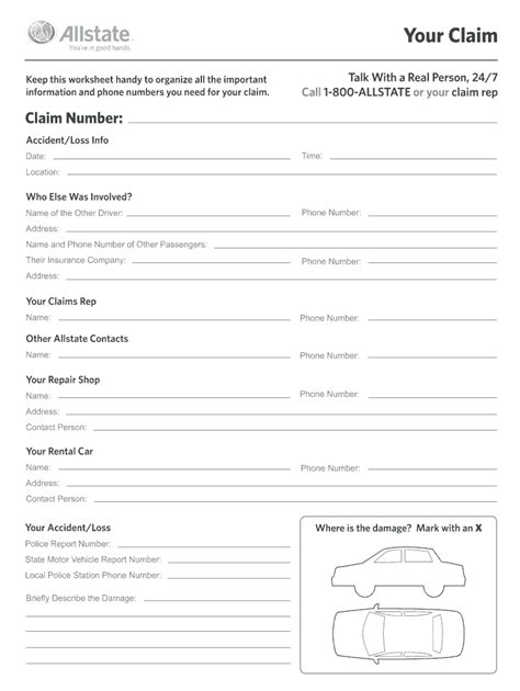 Allstate Your Claim Fill And Sign Printable Template Online Us