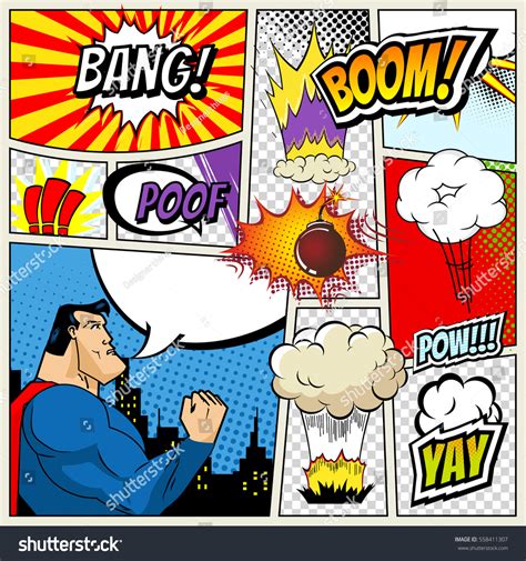Illustration Comic Book Page Pop Art Stock Vector Royalty Free