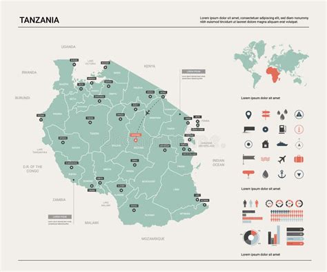 Vector Map Of Tanzania Stock Vector Illustration Of Border 150292572