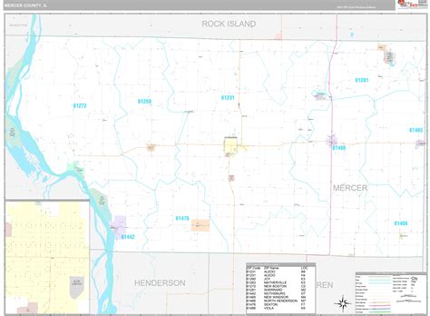 Mercer County, IL Wall Map Premium Style by MarketMAPS - MapSales.com
