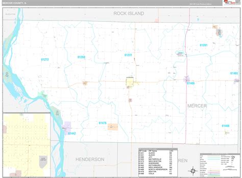 Mercer County Il Wall Map Premium Style By Marketmaps