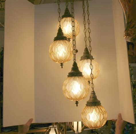 Vintage 5 Globe Swag Lamp Light Ceiling 3 Way Adjustable Etsy