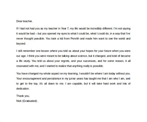 Free 16 Sample Thank You Letters To Teacher In Pdf Ms Word Apple Pages