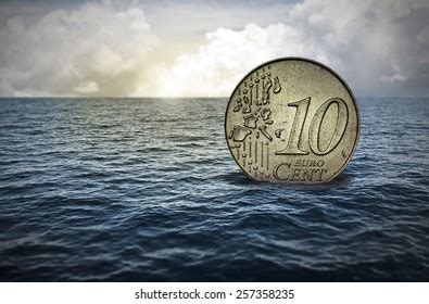 Euro Coin Sinking Water Euro Crisis Stock Photo 132842978 Shutterstock