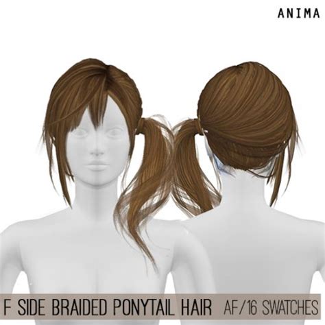 Female Side Braided Ponytail Hair For The Sims 4 By Anima Spring4sims