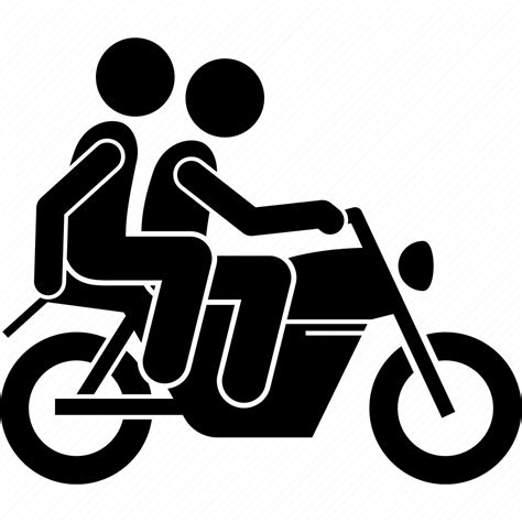Motorbike Motorcycle Passenger Person Pillion Rider Two Icon