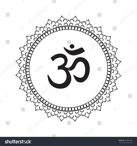 Mandala Frame Om Symbol Hand Drawn Stock Vector Royalty Free