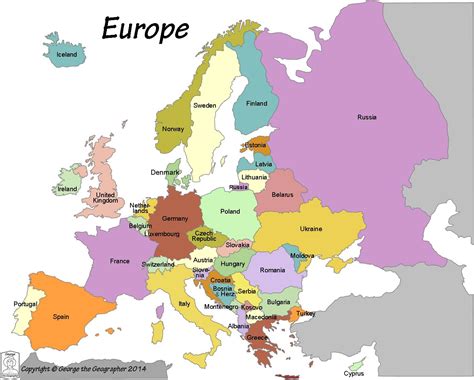 Detailed Free Political Map Of Europe