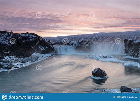 Godafoss God S Waterfall In Iceland At Winter Stock Photo Image Of