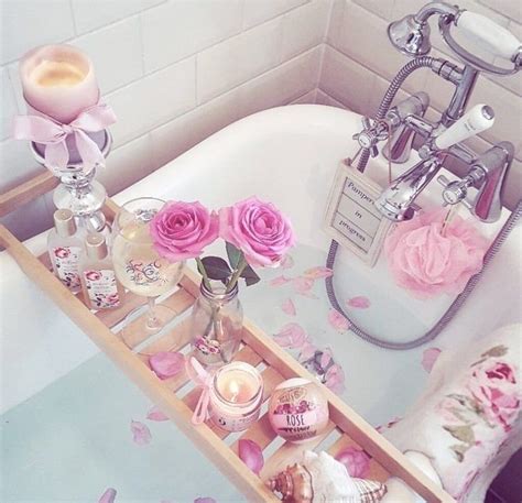 Flowers And Pink Image Romantic Bathrooms Bath Aesthetic Bath Goals