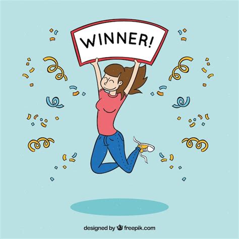 Free Vector Happy Cartoon Character Winning A Prize