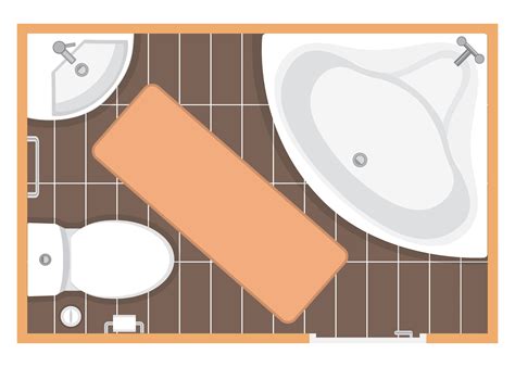 Bathroom Interior Top View Vector Illustration Floor Plan Of Toilet
