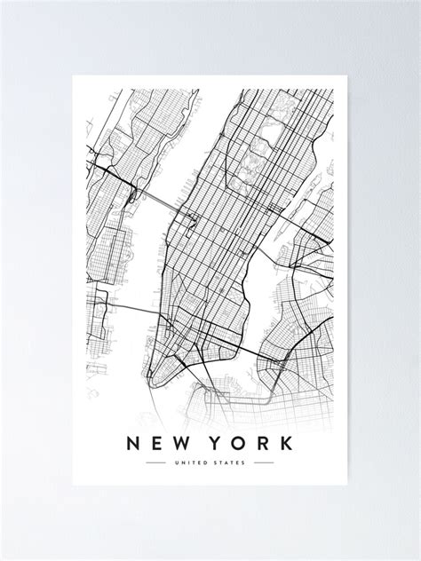 New York City Map Poster By Nordikart Redbubble