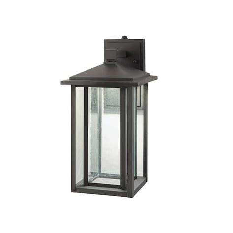 Black Outdoor Seeded Glass Dusk To Dawn Wall Lantern Sconce By Home