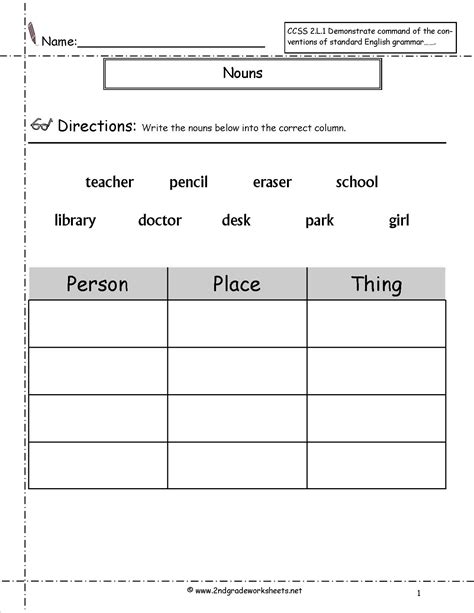 19 Best Images Of 2nd Grade English Worksheets Nouns Verbs Printable