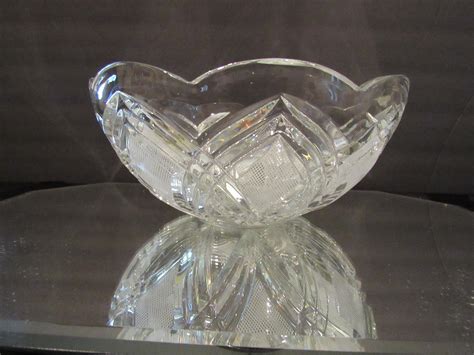 Vintage Heavy Crystal Bowl Scalloped Edge Giftware Serving Etsy