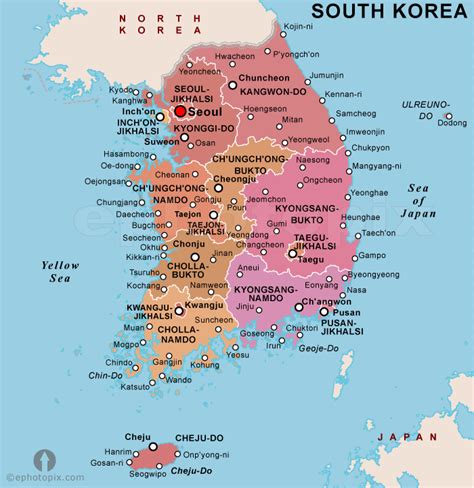 Political Map Of South Korea Map