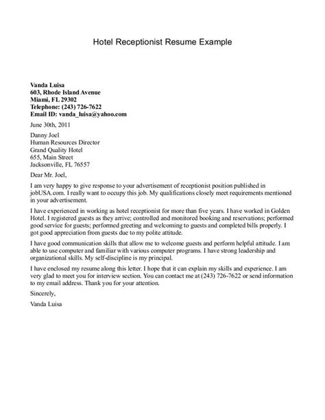 Get inspired by this cover letter sample for housekeepers to learn what you should write in a cover letter and how it should be formatted for your application. Cover Letter Template Hotel | Cover letter for resume ...