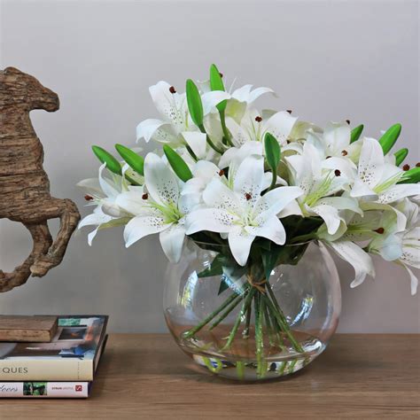 White Tiger Lily Arrangement Silk By Design