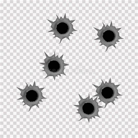 Realistic Bullet Holes From Firearm In Metal Plate Stock Illustration