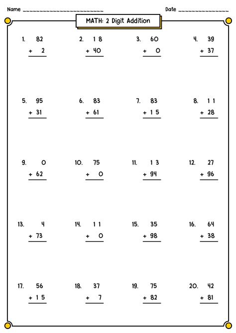 Fun And Engaging Math Double Digit Addition Worksheet For Your