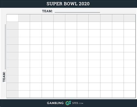 Free Printable Super Bowl Squares 2020 Super Bowl 54