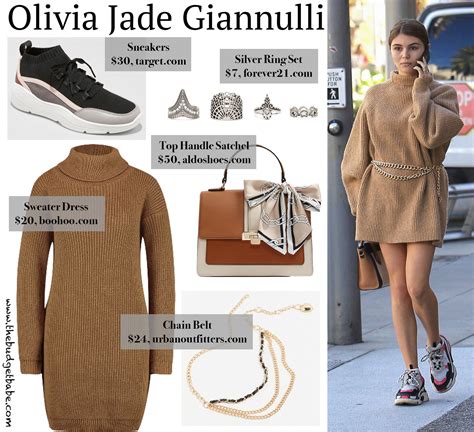 Olivia Jade Giannullis Sweater Dress Sneakers And Chain Belt Look