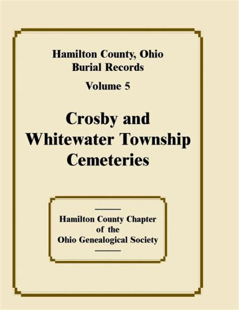 Hamilton County Ohio Burial Records Crosby And Whitewater Township