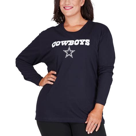 Majestic Dallas Cowboys Womens Navy Plus Size Logo Long Sleeve T Shirt